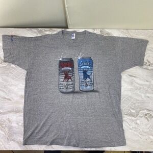 Vintage Airbrush Russell Red Bull Schlitz Made in USA XXL Grey Tshirt